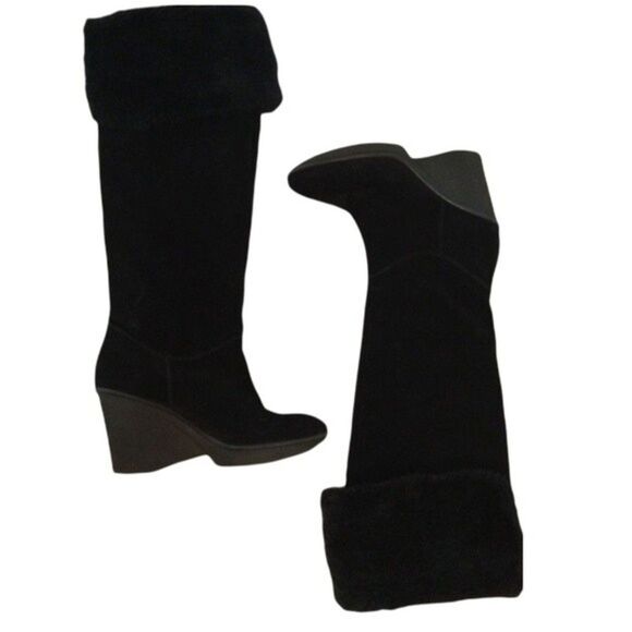 Makowsky faux fur black suede boots size 8 Y2k City - Picture 2 of 5